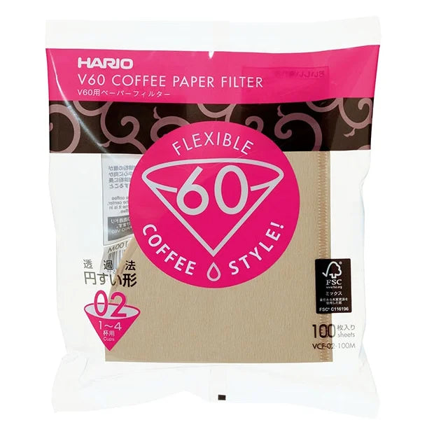 Hario V60 Ubleget Kaffefiltre 02 - 100 stk