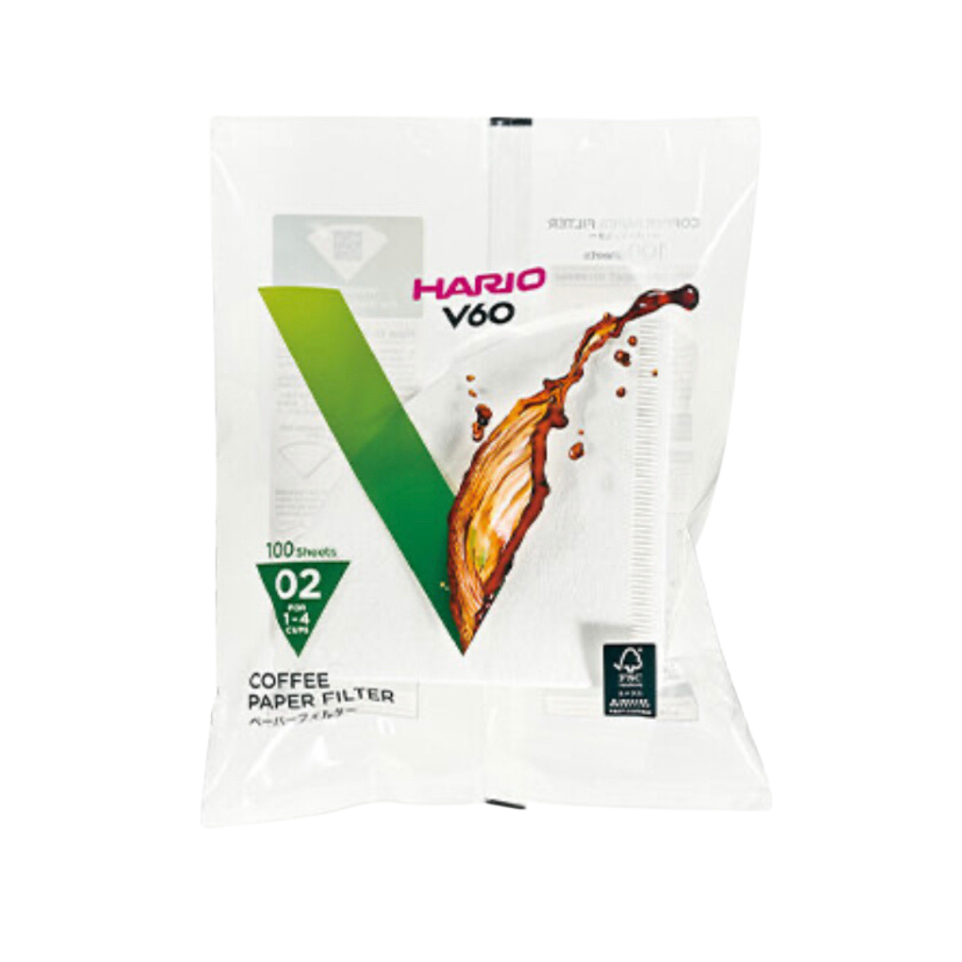 Hario V60 Bleget Kaffefiltre 02 - 100 stk